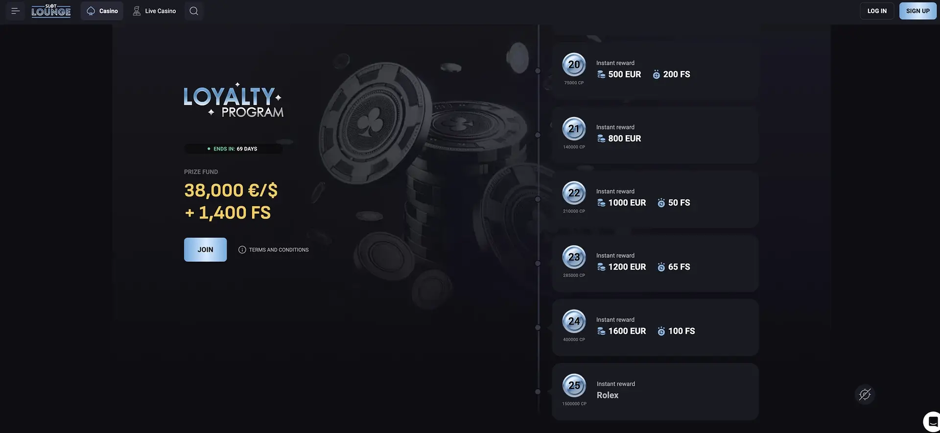 Slotlounge loyalty rewards
